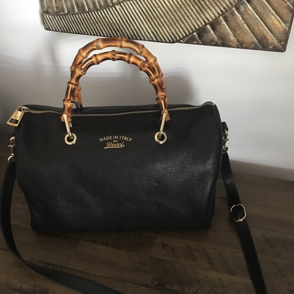 Gucci Handbags - Gucci Bamboo Boston Shopper Bag Black Leather